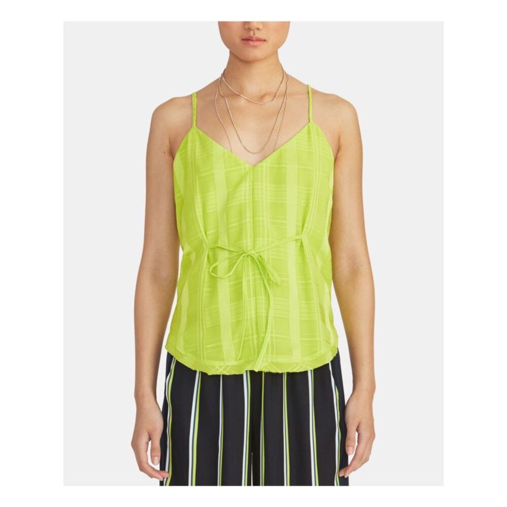 RACHEL ROY Womens Green Spaghetti Strap V Neck Tank Top Size: S